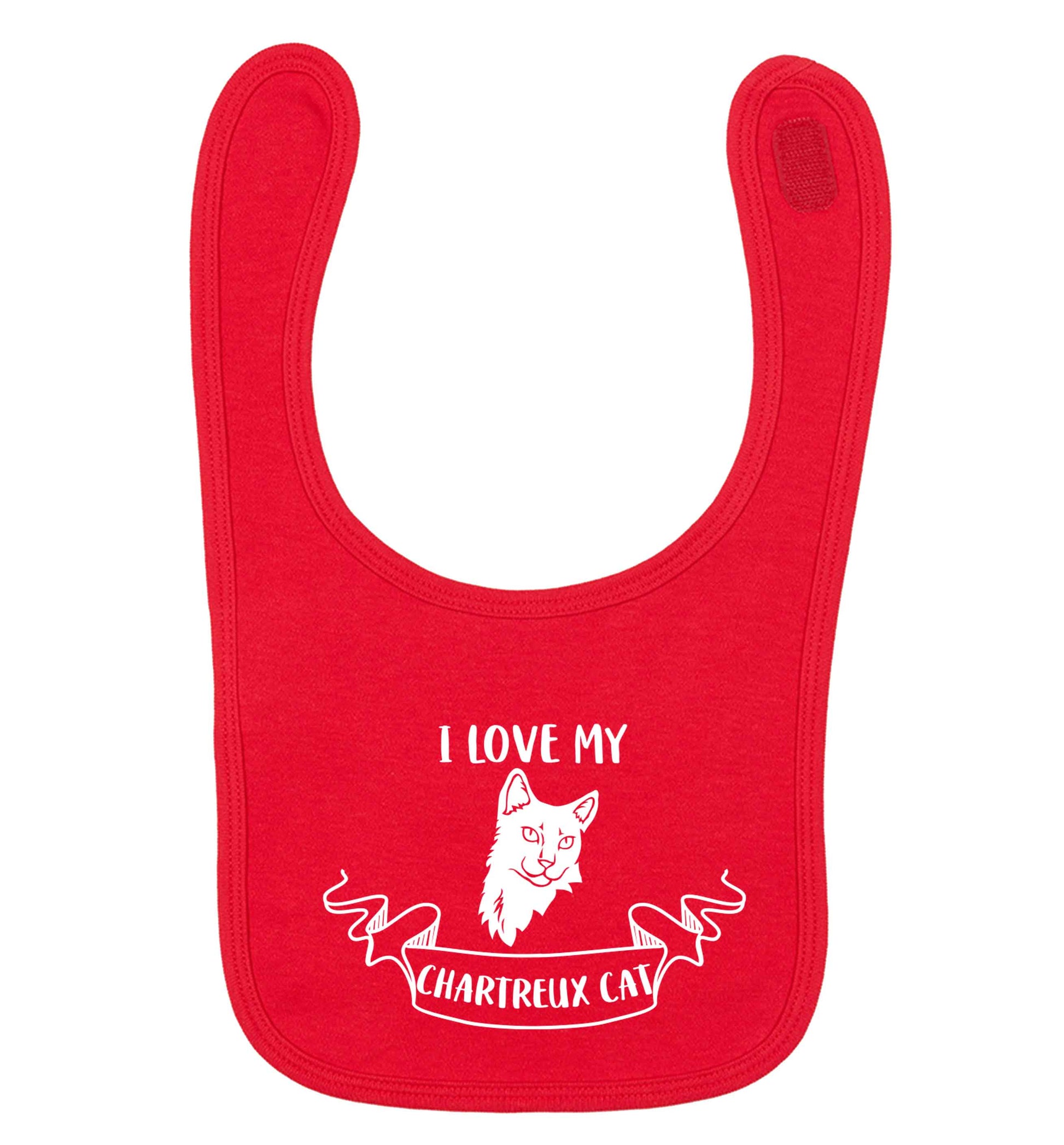 I love my chartreux cat red baby bib
