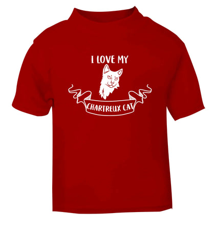 I love my chartreux cat red baby toddler Tshirt 2 Years