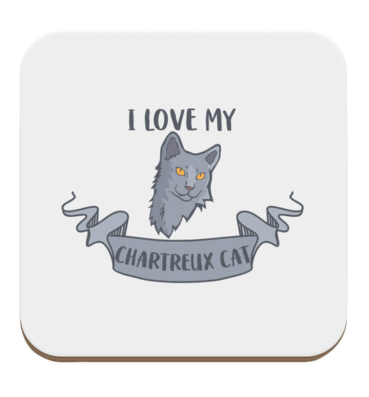 I love my chartreux cat set of four coasters