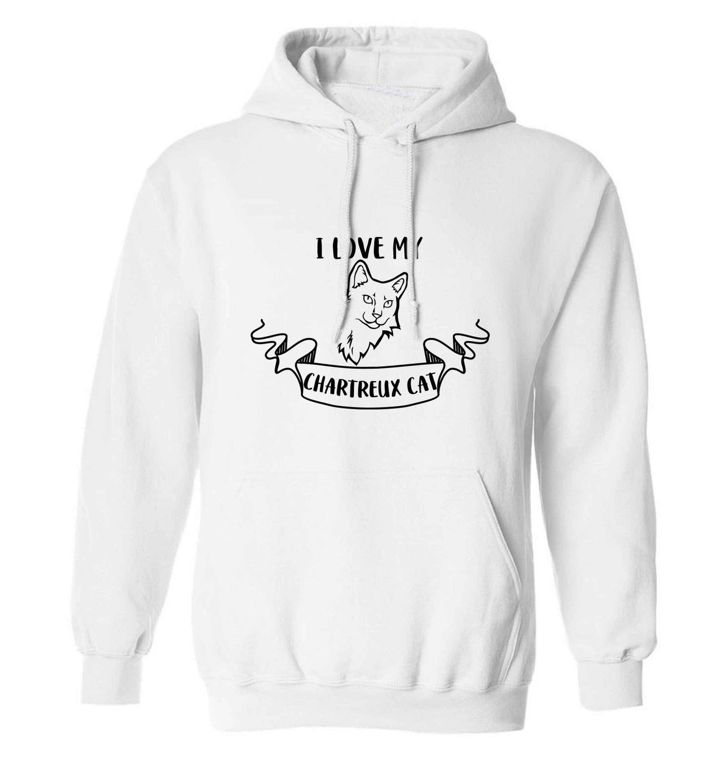 I love my chartreux cat adults unisex white hoodie 2XL