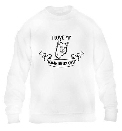 I love my chartreux cat children's white sweater 12-13 Years