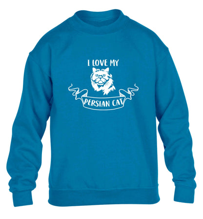 I love my persian cat children's blue sweater 12-13 Years