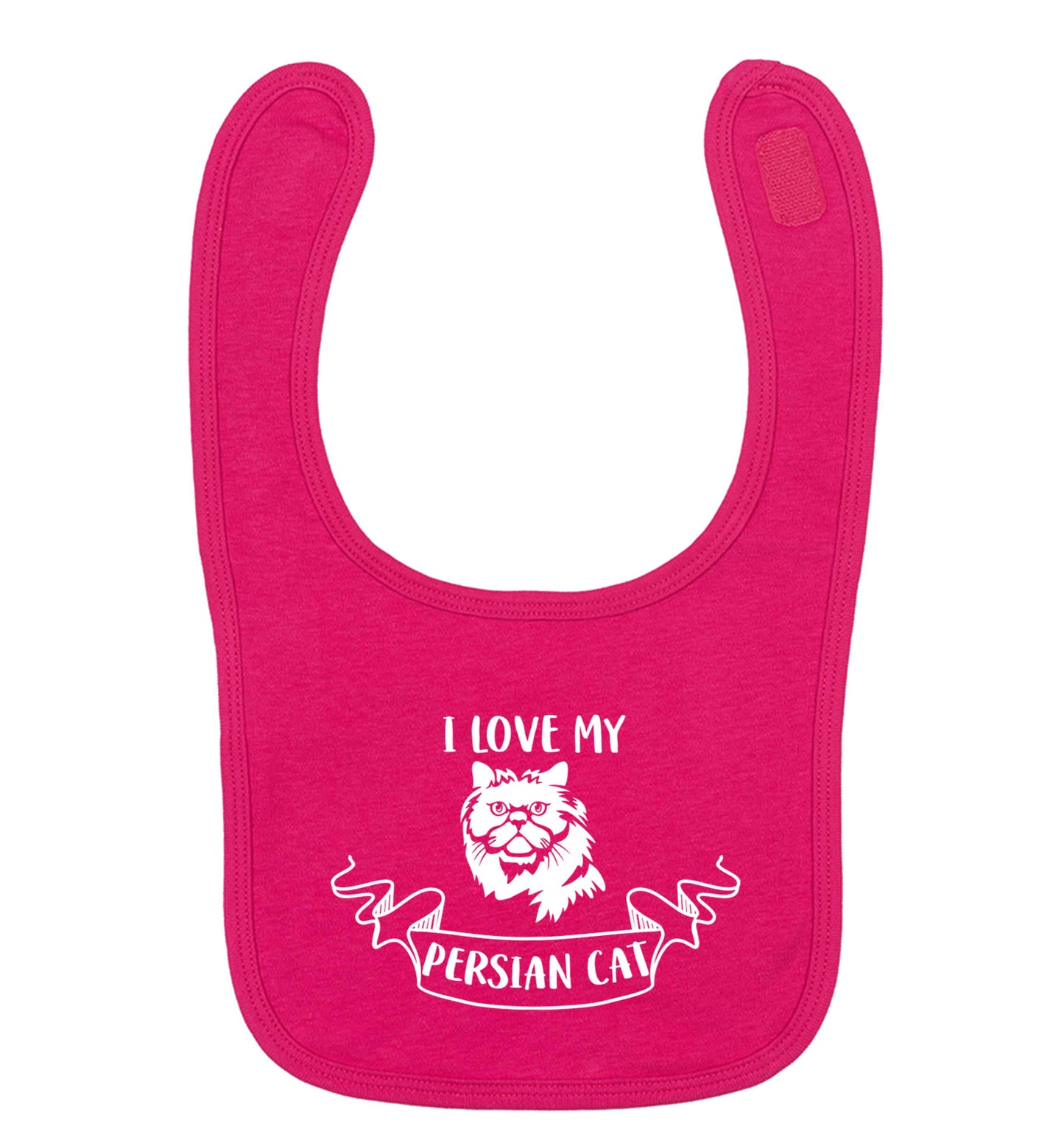 I love my persian cat dark pink baby bib