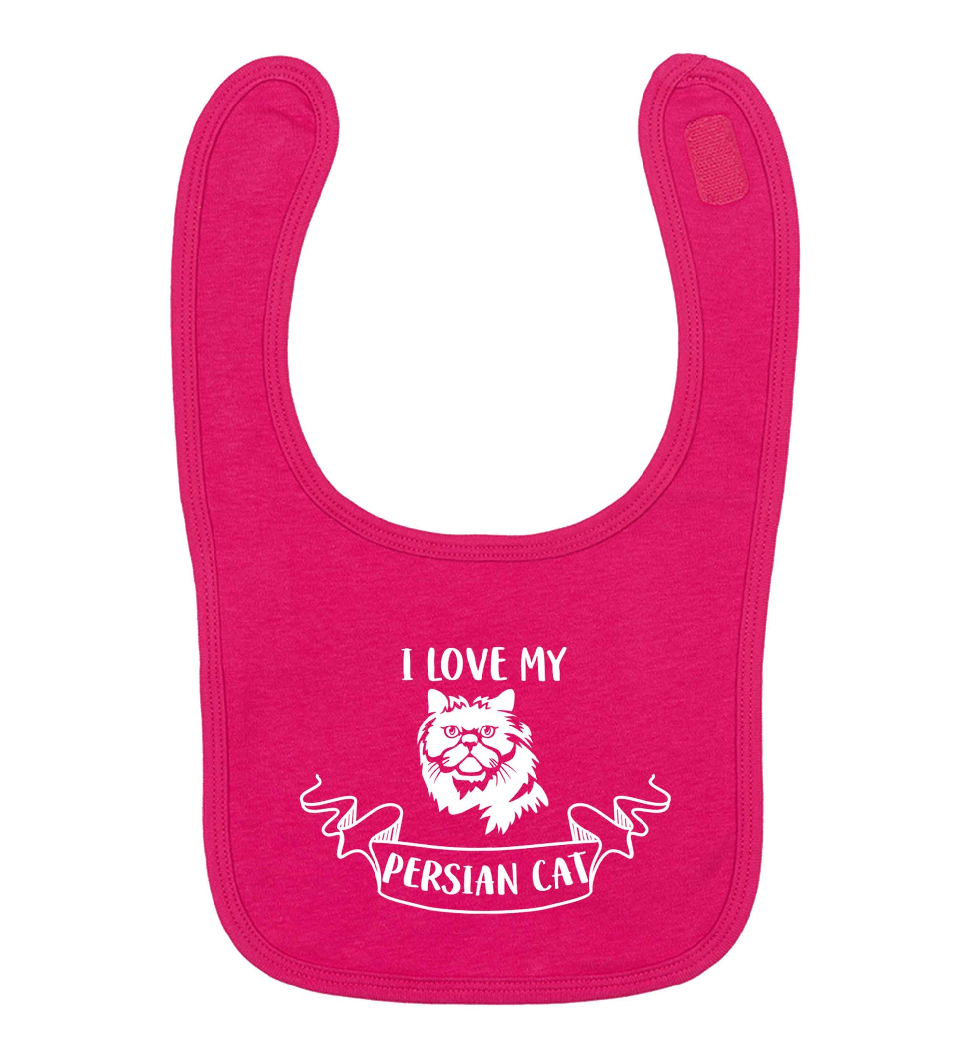 I love my persian cat dark pink baby bib