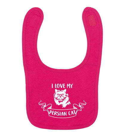 I love my persian cat dark pink baby bib
