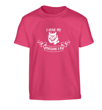 I love my persian cat Children's pink Tshirt 12-13 Years