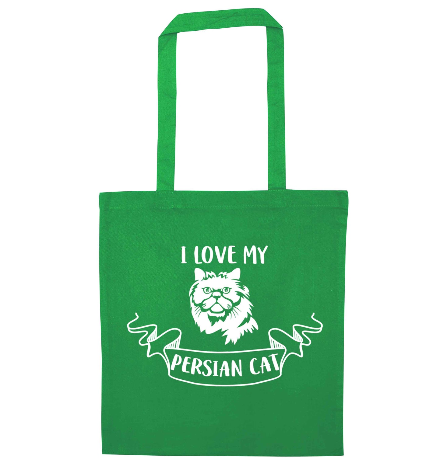 I love my persian cat green tote bag