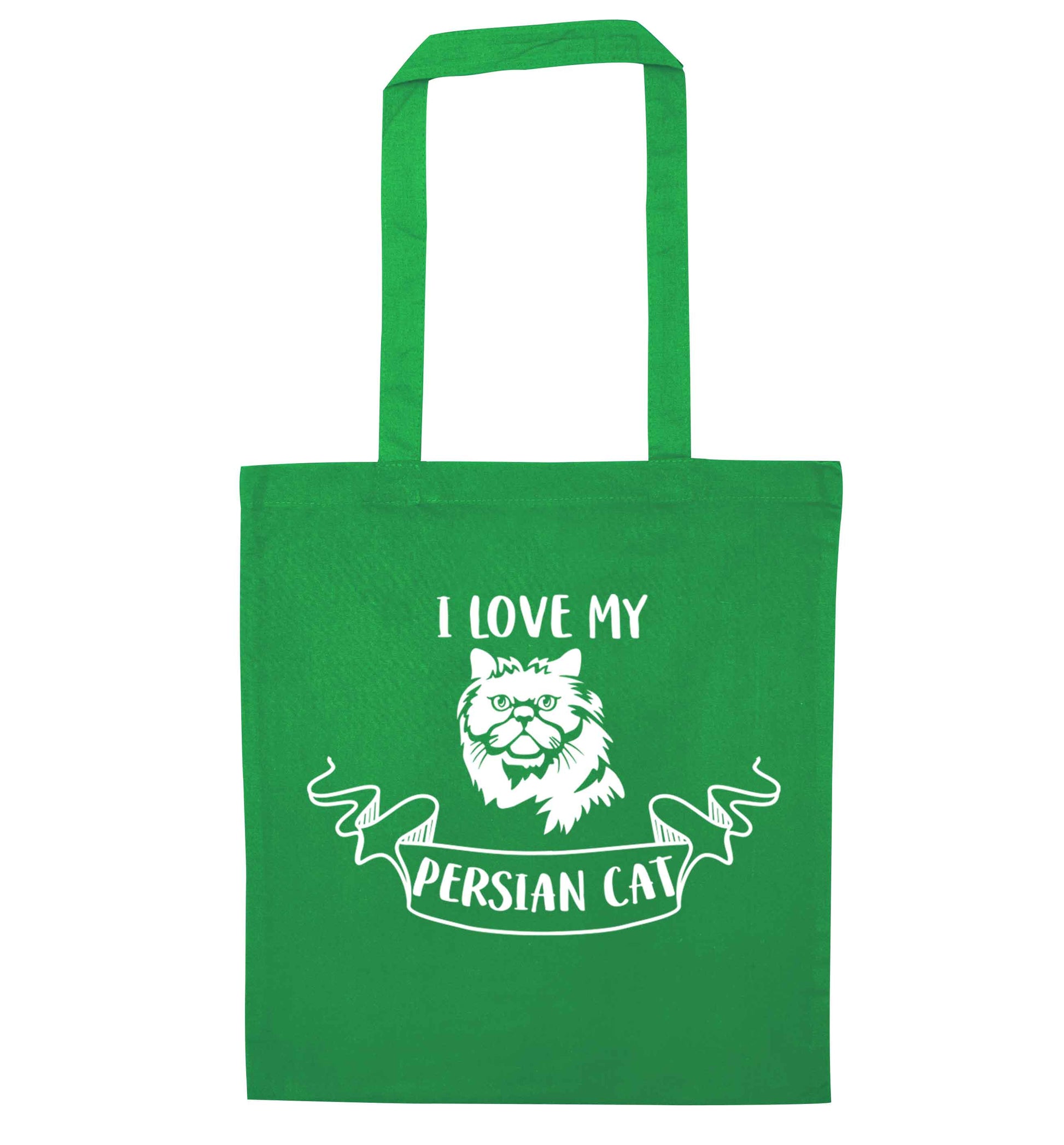 I love my persian cat green tote bag