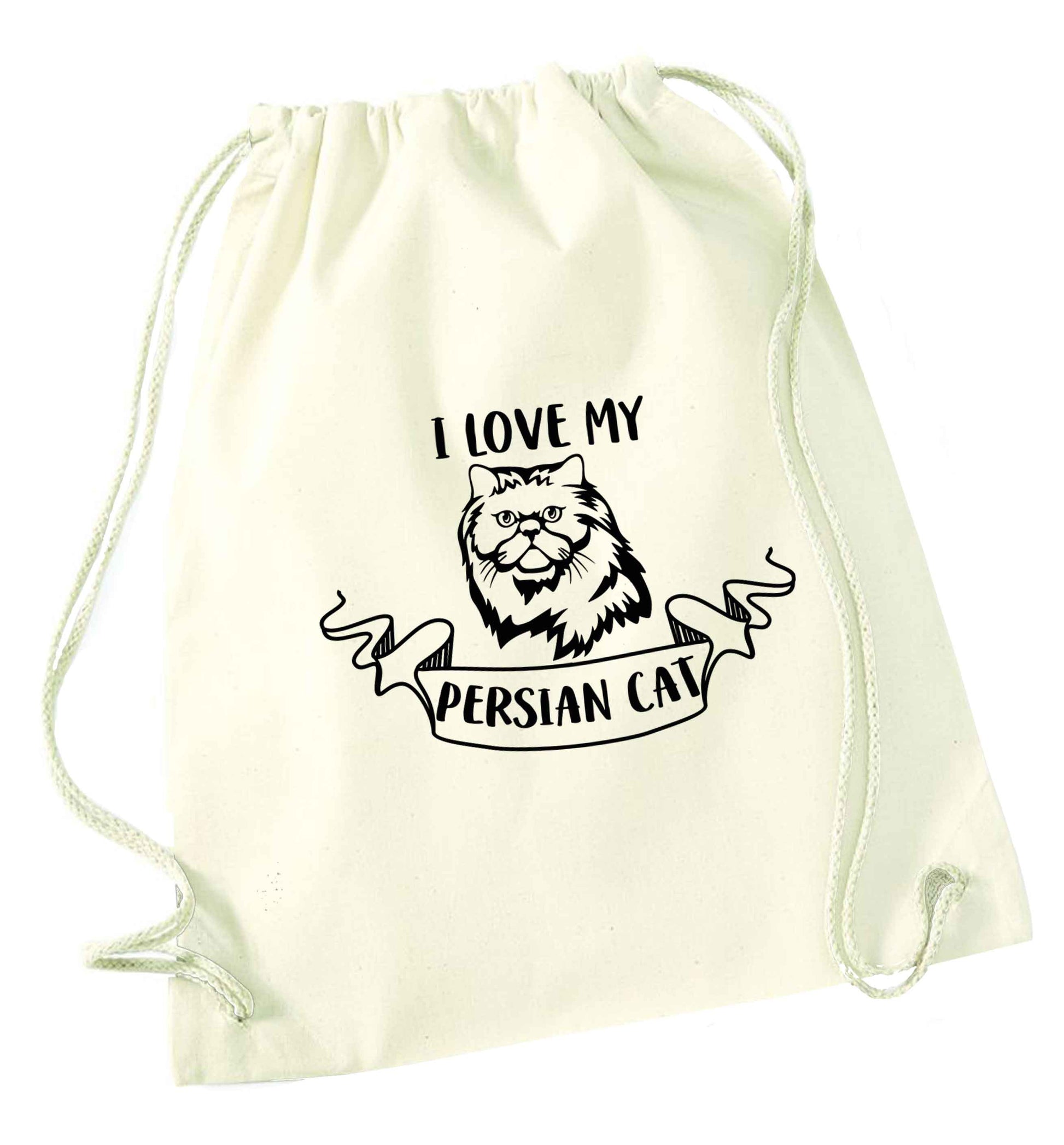 I love my persian cat natural drawstring bag