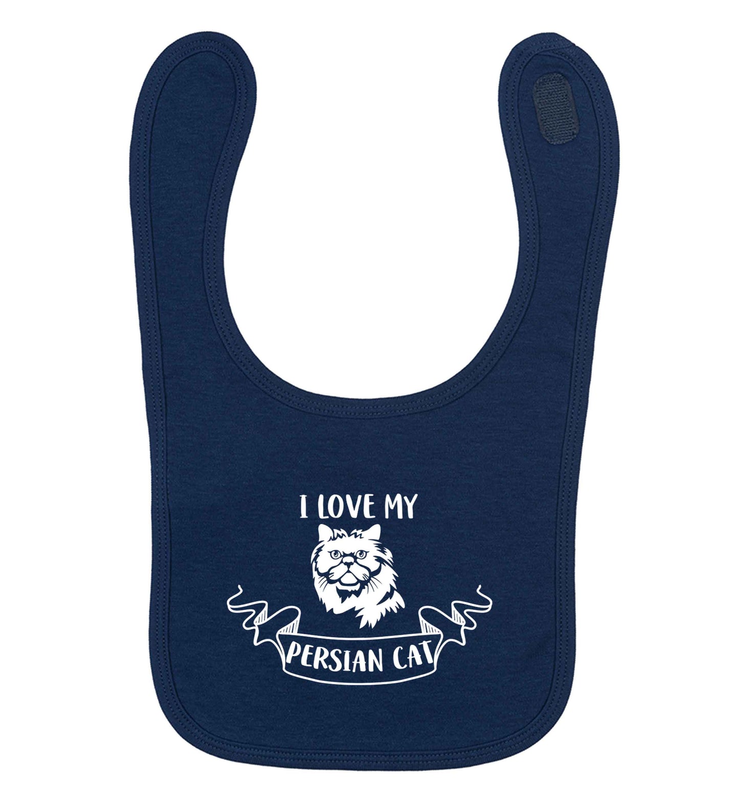 I love my persian cat navy baby bib
