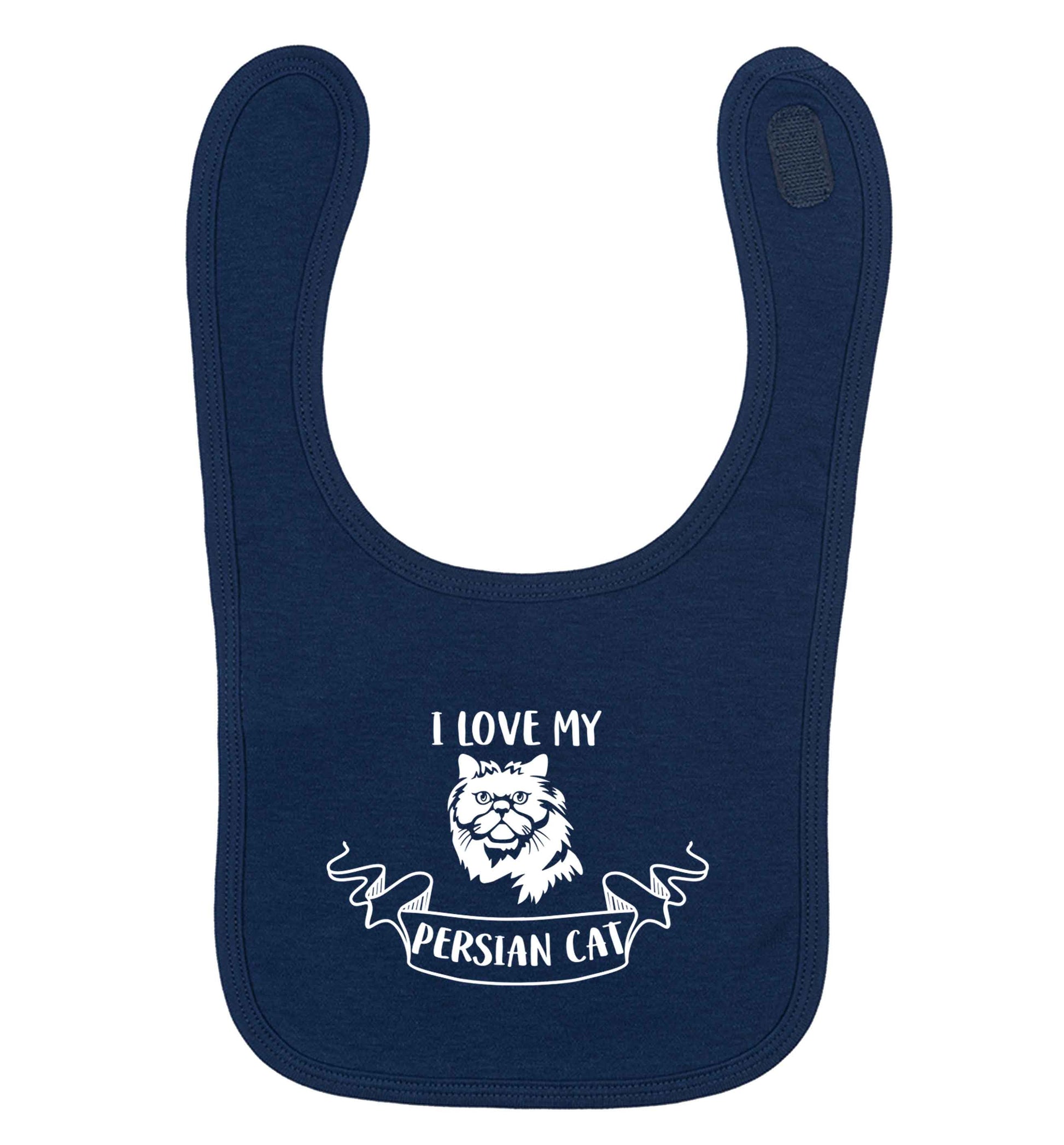 I love my persian cat navy baby bib
