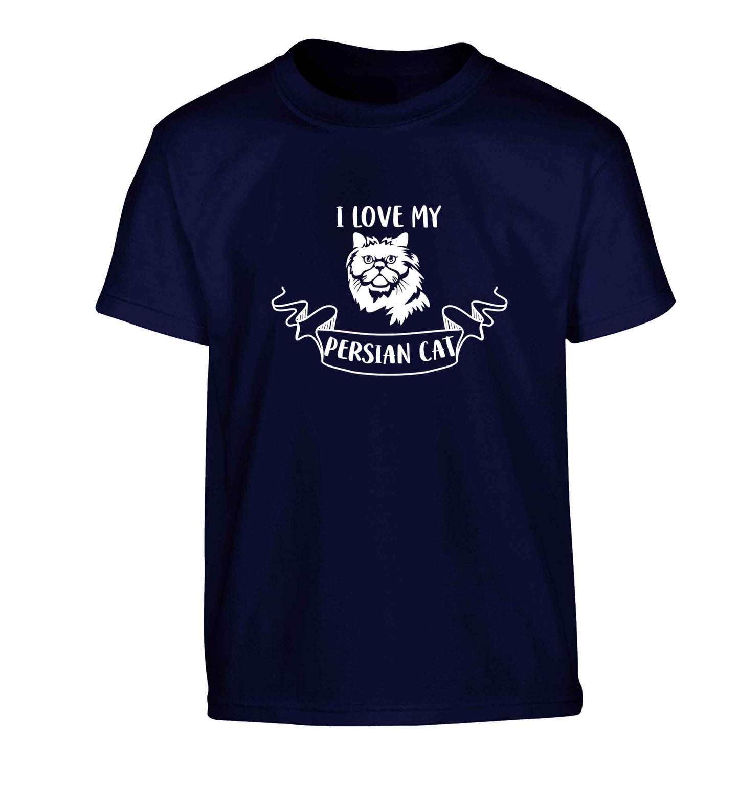 I love my persian cat Children's navy Tshirt 12-13 Years