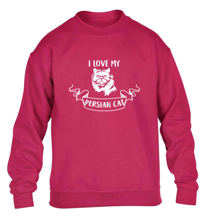 I love my persian cat children's pink sweater 12-13 Years