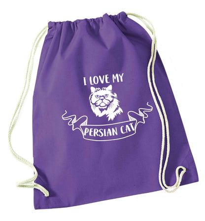 I love my persian cat purple drawstring bag