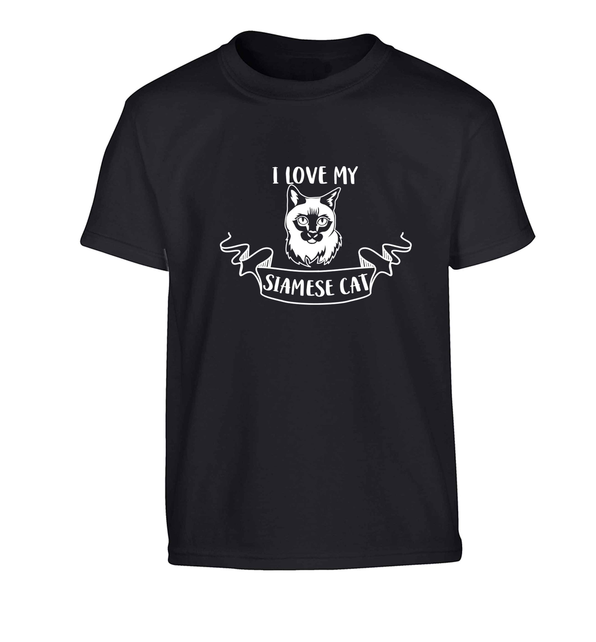 I love my siamese cat Children's black Tshirt 12-13 Years