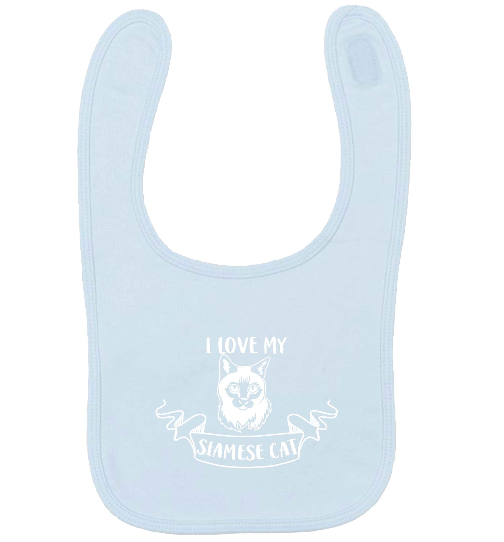 I love my siamese cat pale blue baby bib