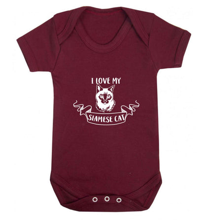 I love my siamese cat baby vest maroon 18-24 months