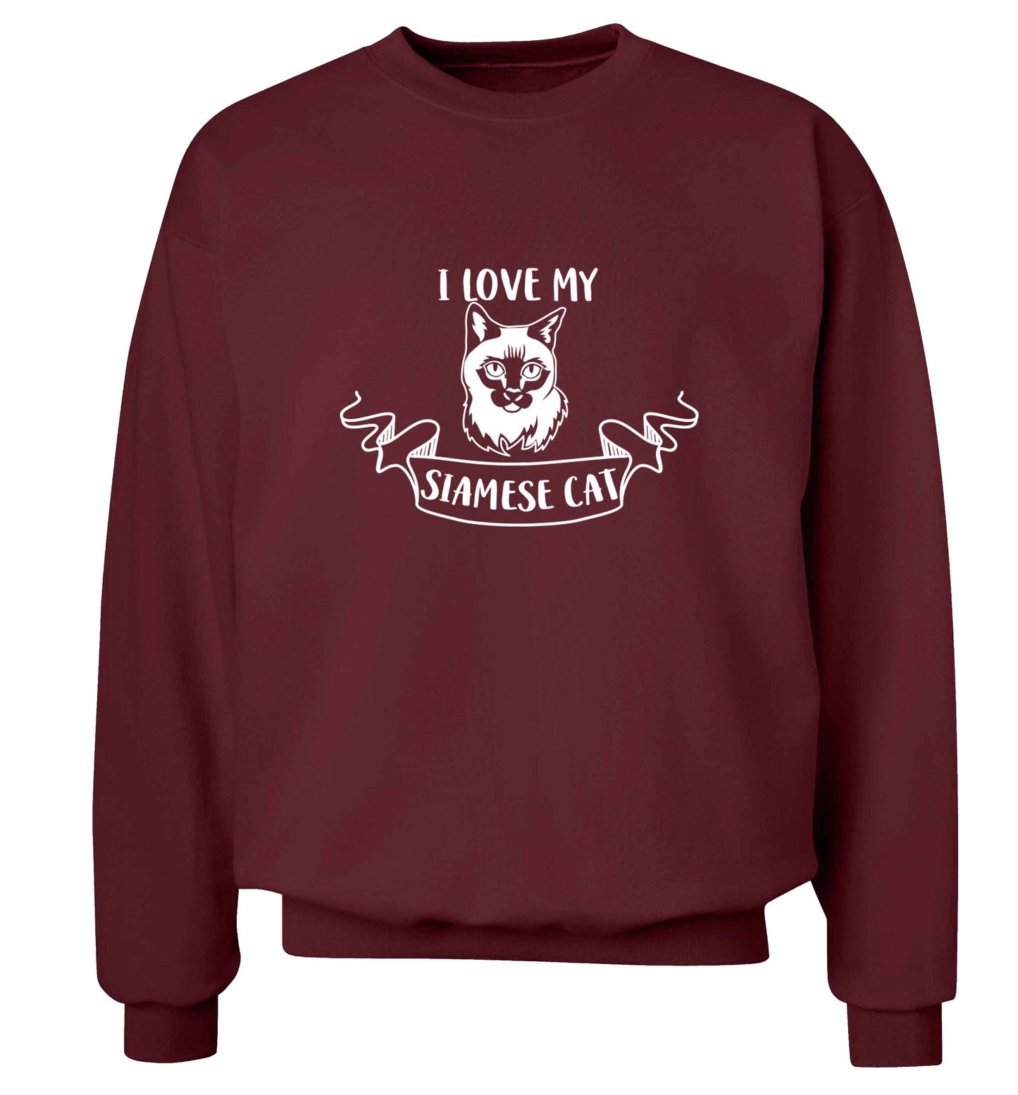 I love my siamese cat adult's unisex maroon sweater 2XL