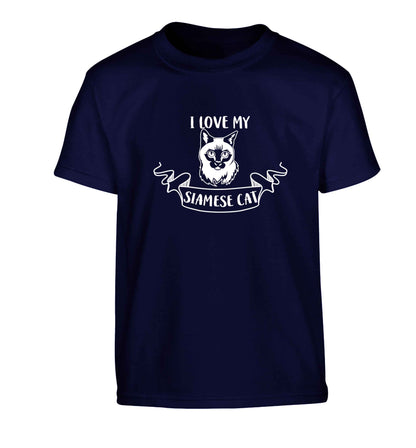 I love my siamese cat Children's navy Tshirt 12-13 Years
