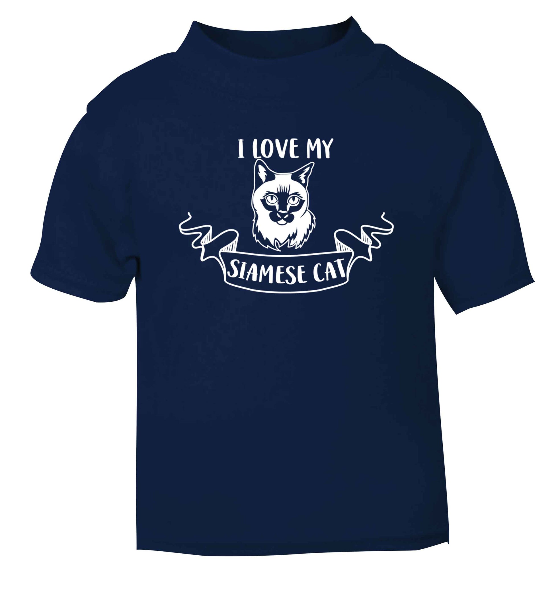 I love my siamese cat navy baby toddler Tshirt 2 Years