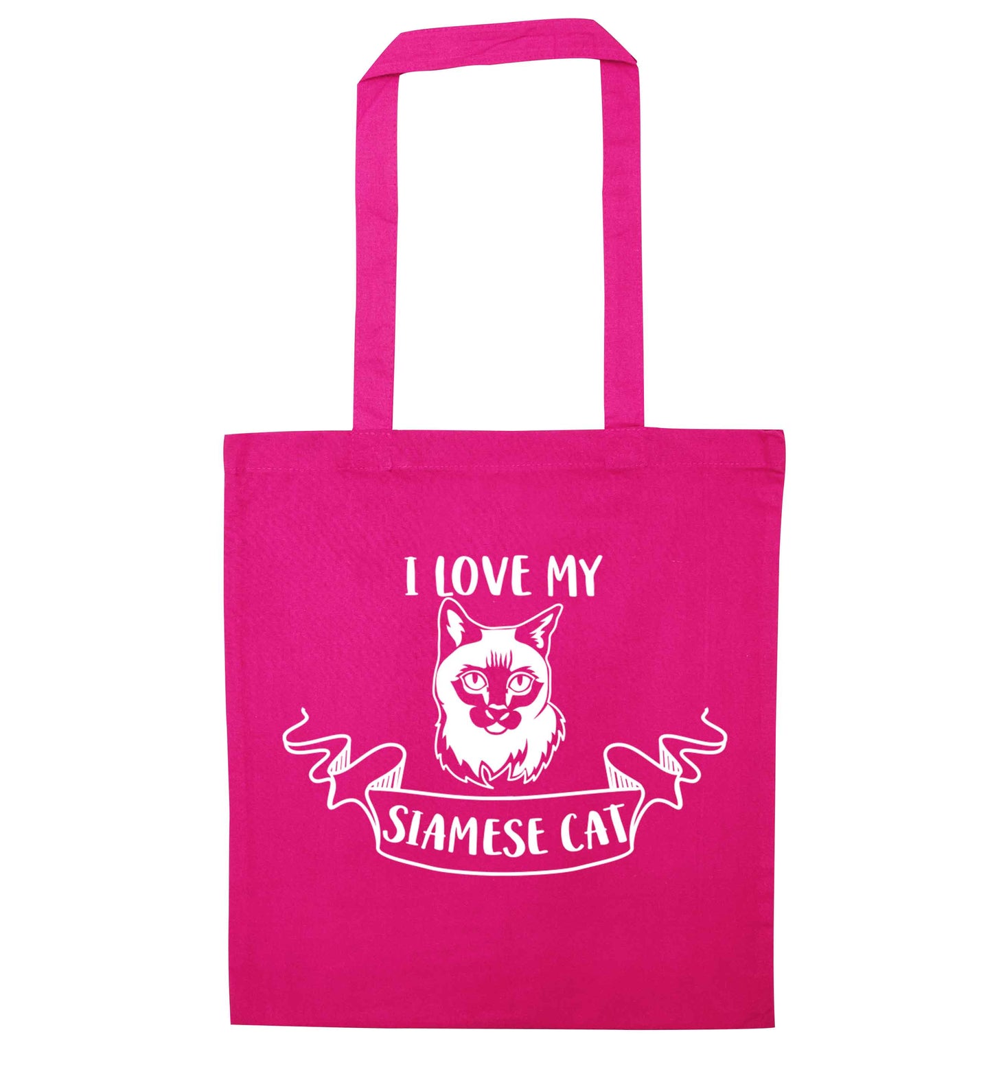 I love my siamese cat pink tote bag