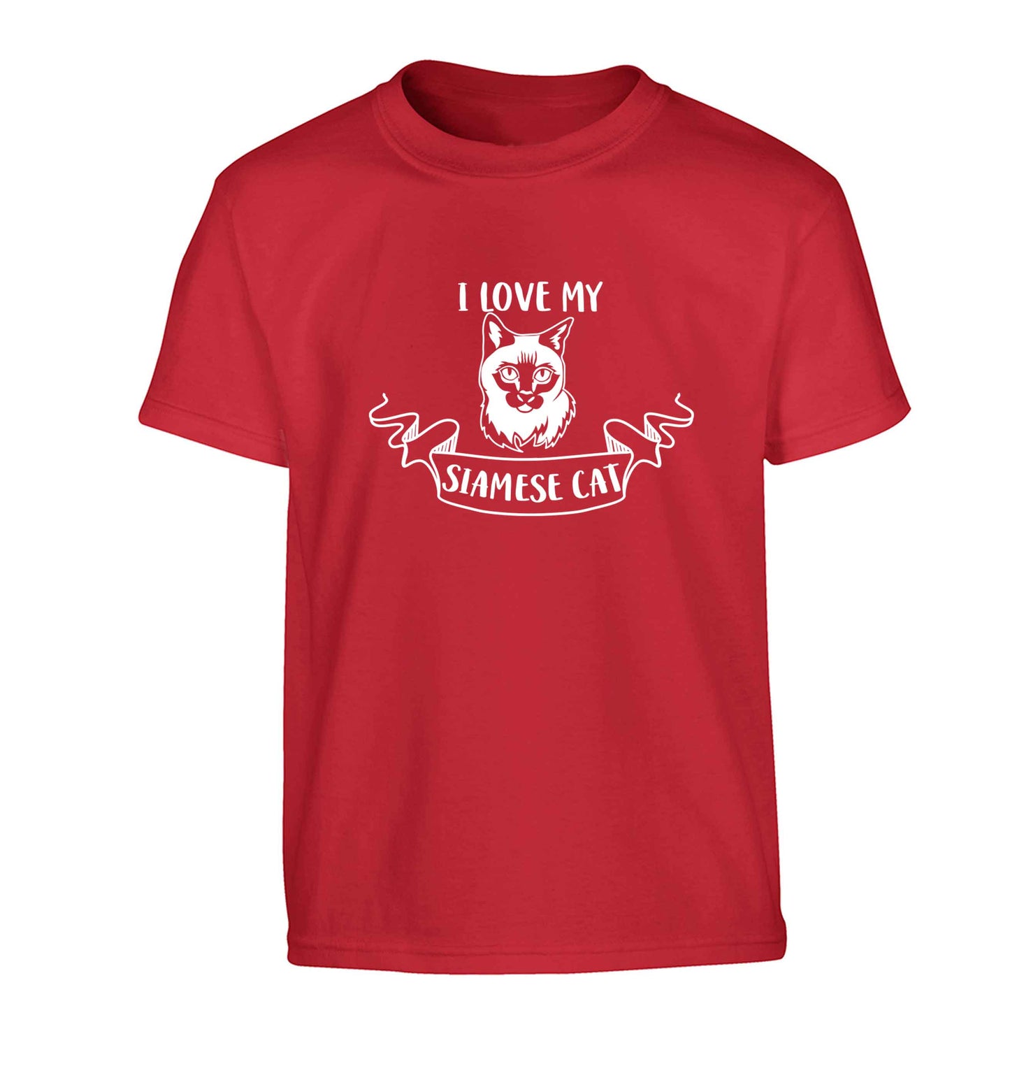 I love my siamese cat Children's red Tshirt 12-13 Years