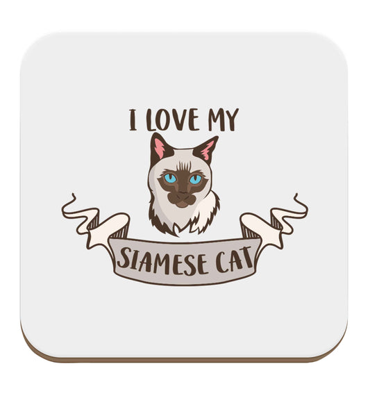 I love my siamese cat set of four coasters