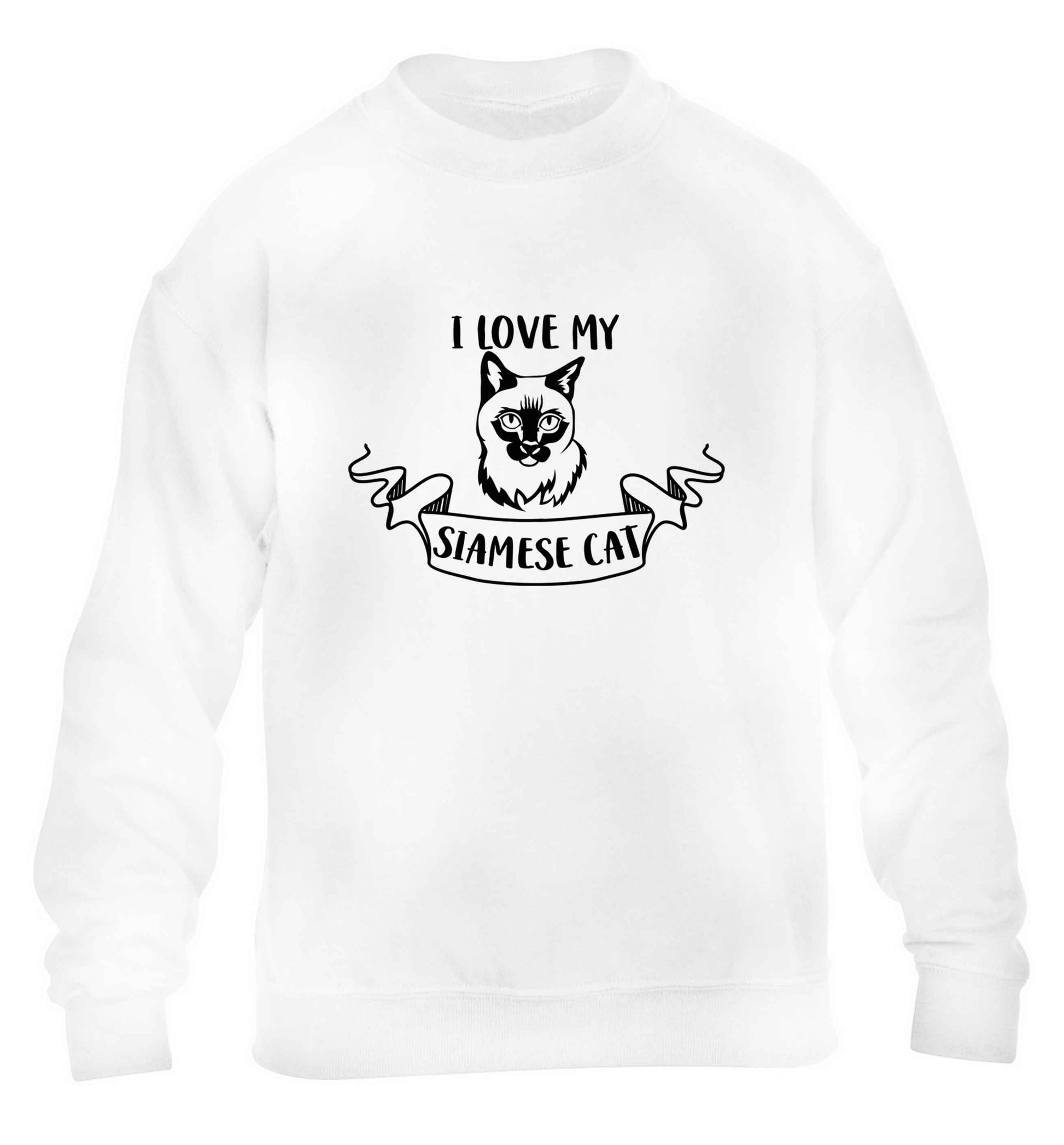 I love my siamese cat children's white sweater 12-13 Years