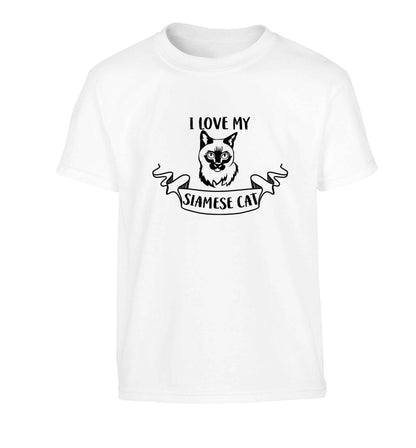 I love my siamese cat Children's white Tshirt 12-13 Years