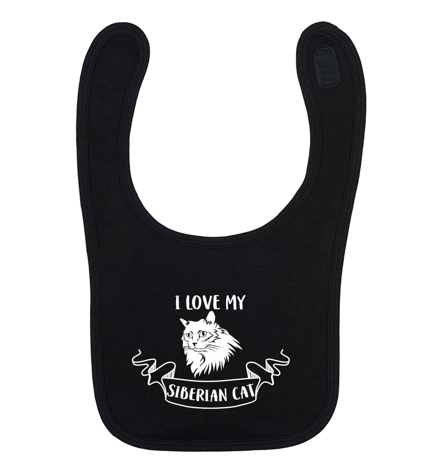 I love my siberian cat black baby bib