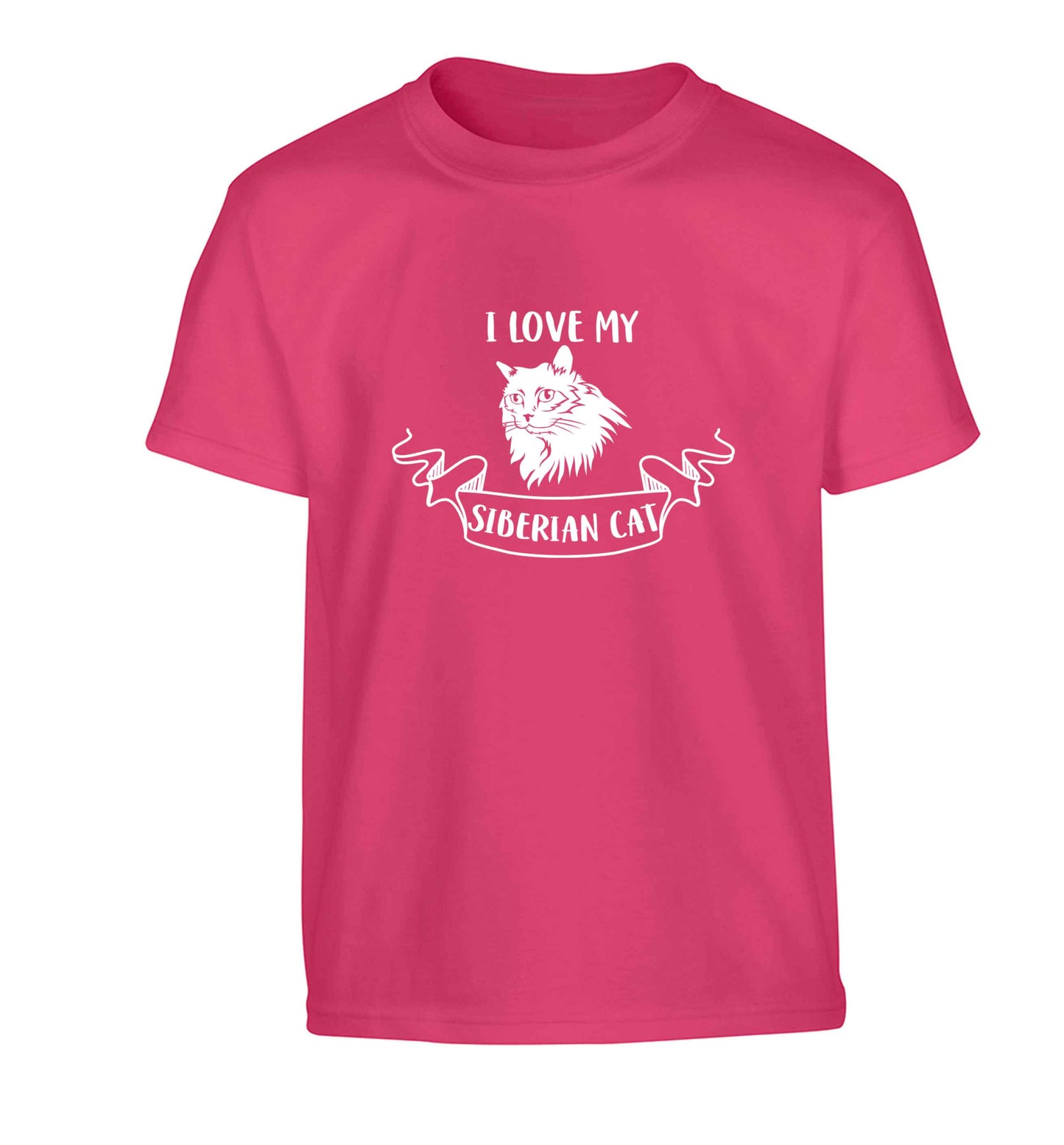 I love my siberian cat Children's pink Tshirt 12-13 Years