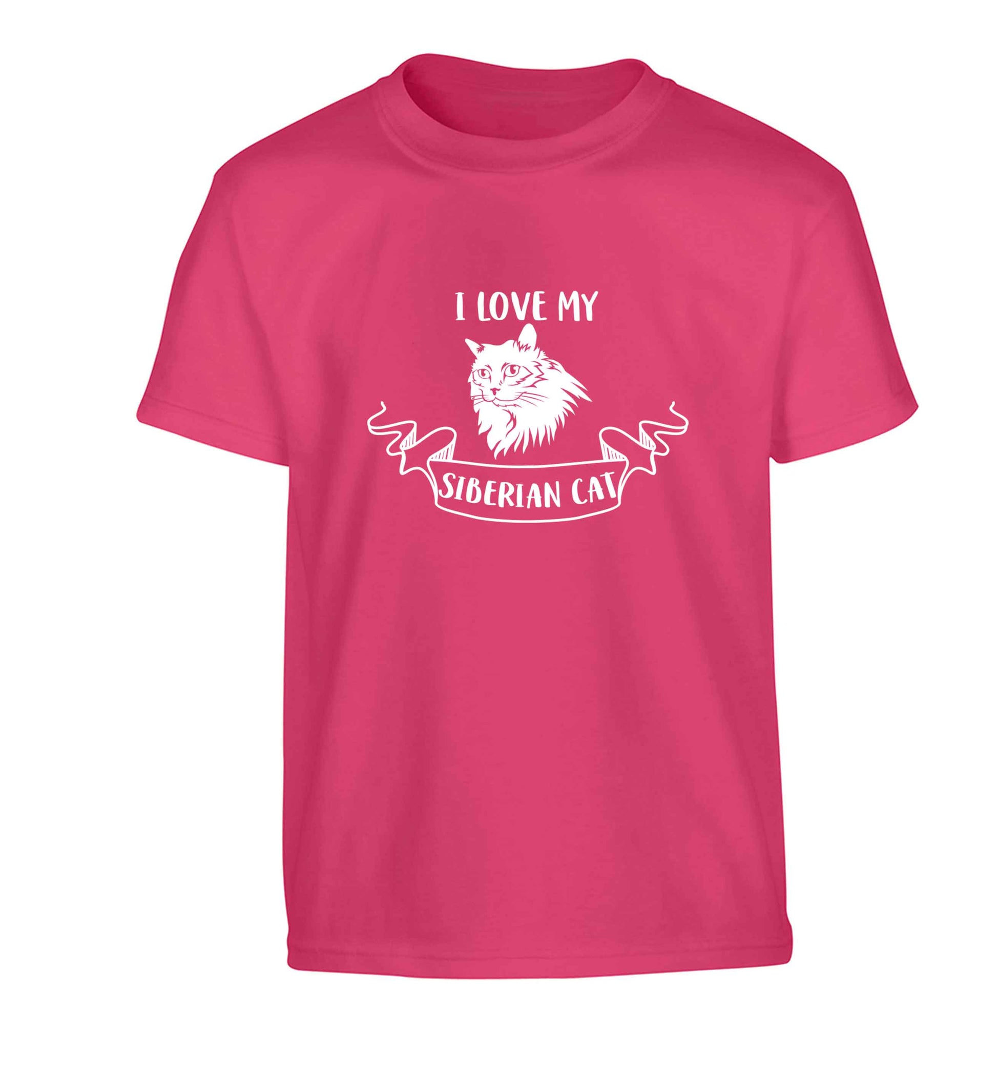 I love my siberian cat Children's pink Tshirt 12-13 Years