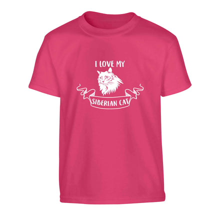 I love my siberian cat Children's pink Tshirt 12-13 Years