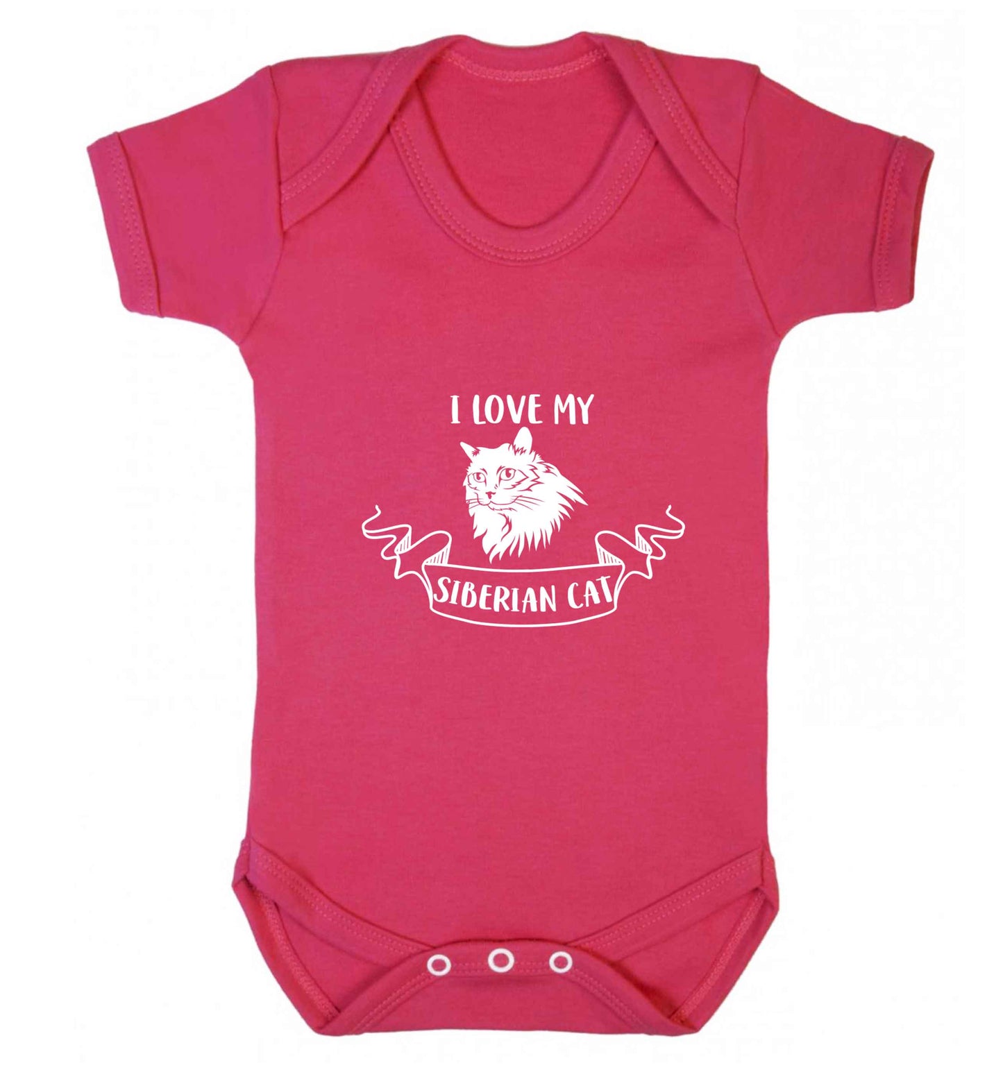I love my siberian cat baby vest dark pink 18-24 months