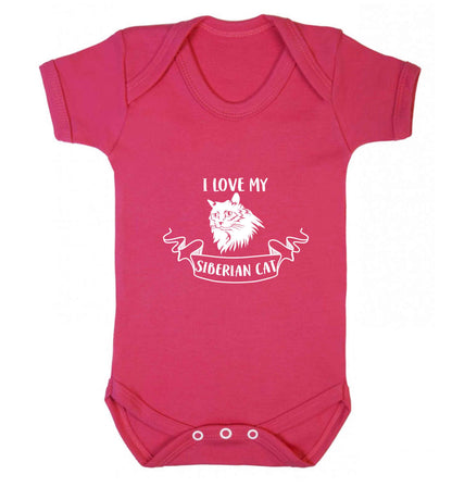 I love my siberian cat baby vest dark pink 18-24 months