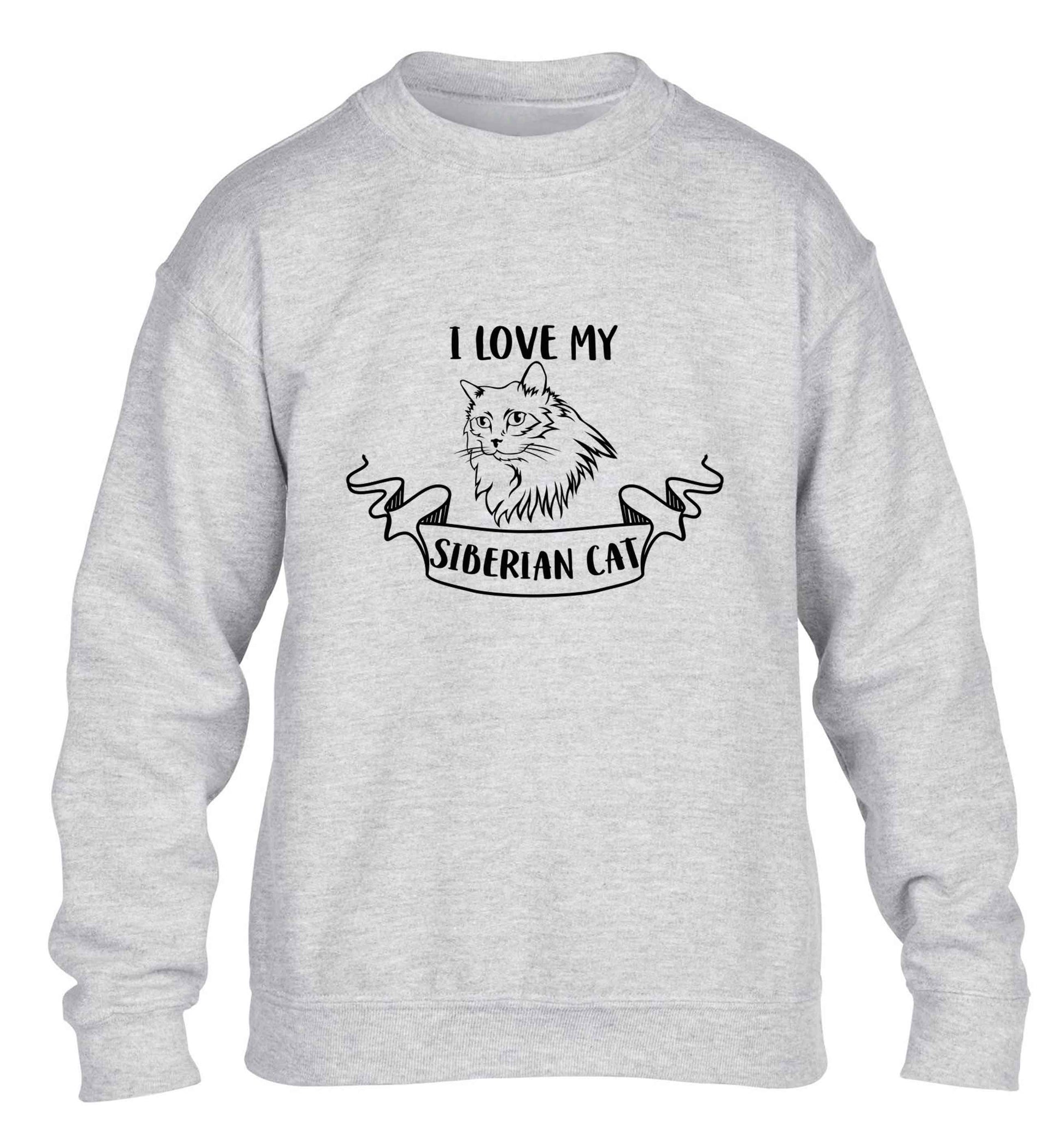 I love my siberian cat children's grey sweater 12-13 Years