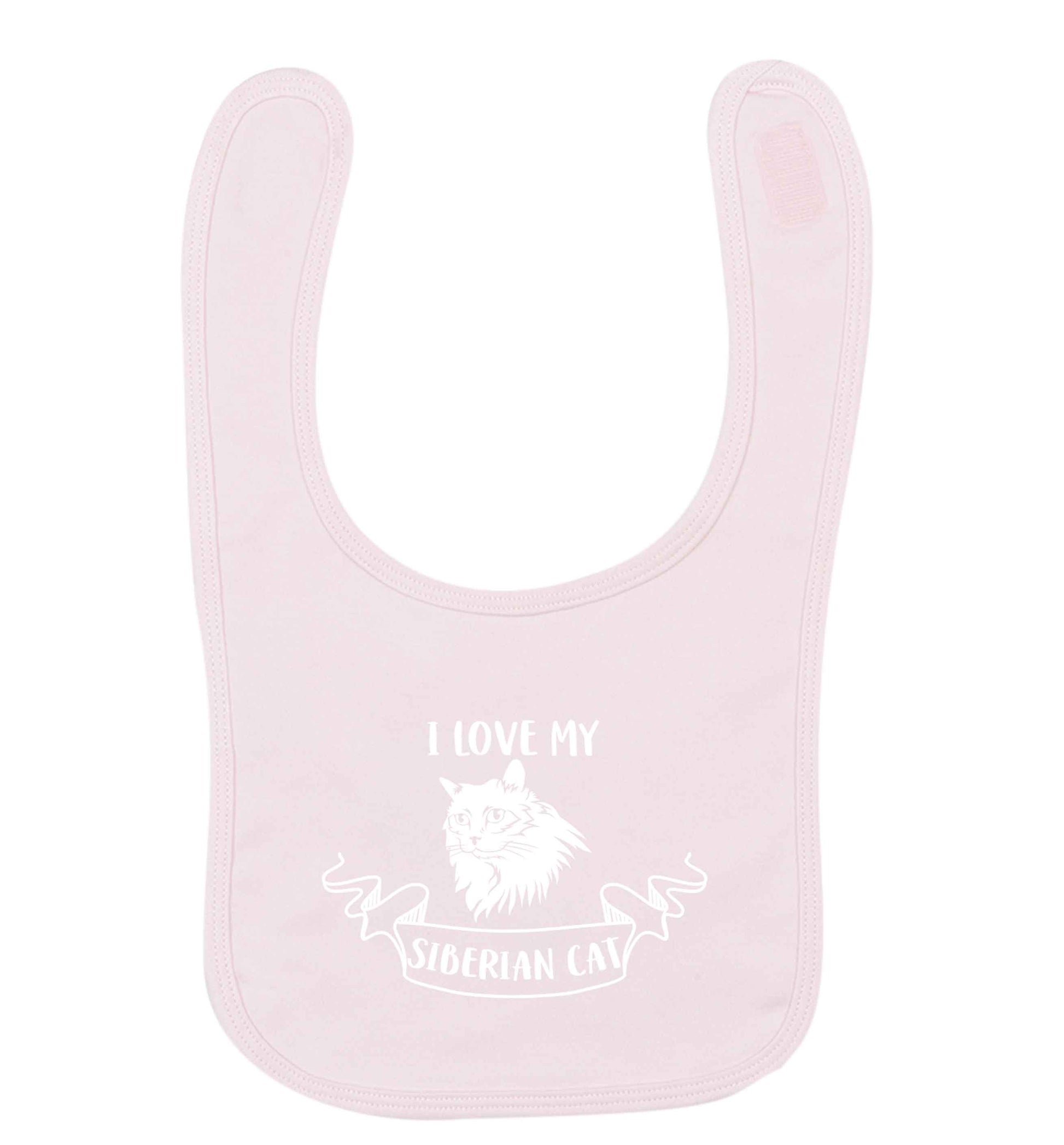 I love my siberian cat pale pink baby bib