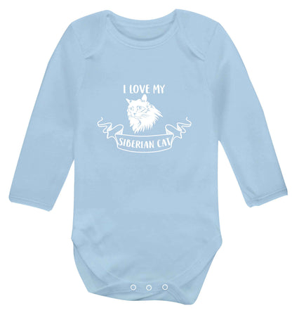 I love my siberian cat baby vest long sleeved pale blue 6-12 months