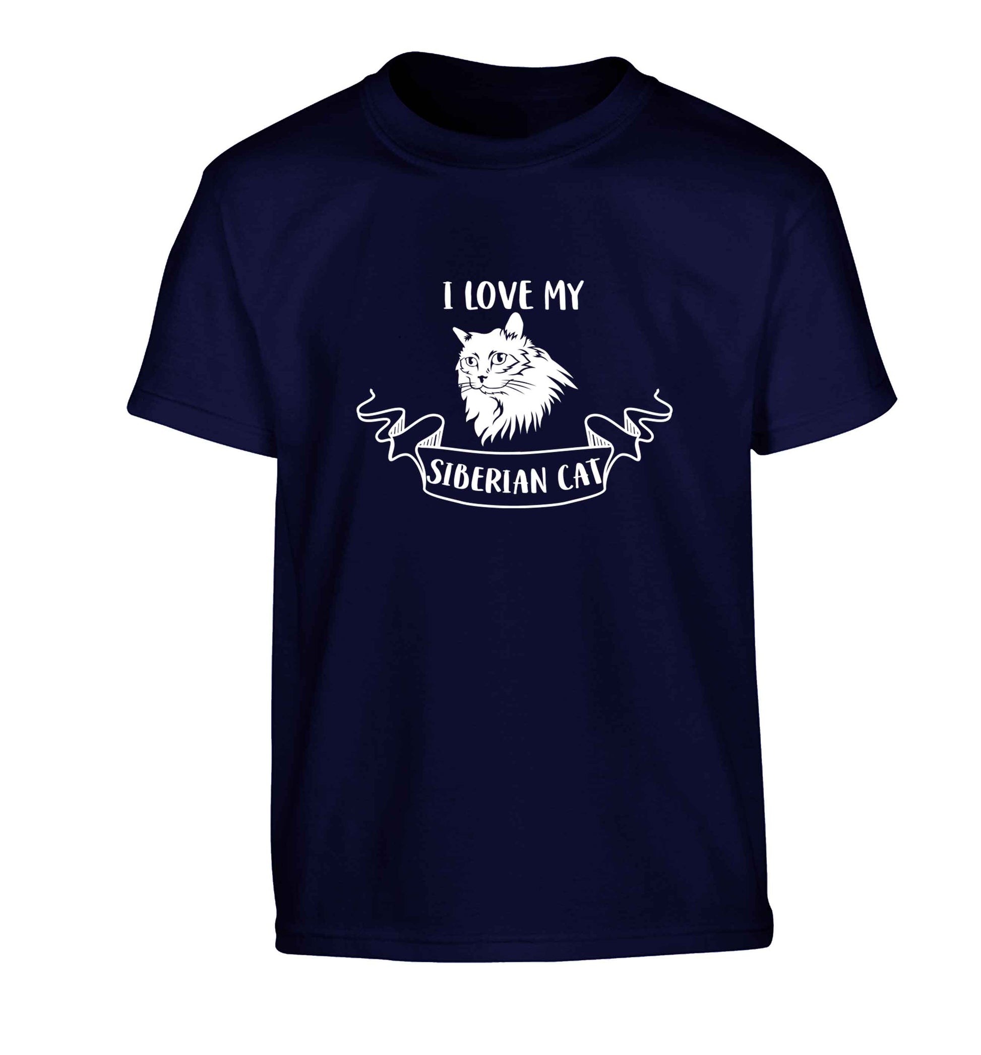 I love my siberian cat Children's navy Tshirt 12-13 Years
