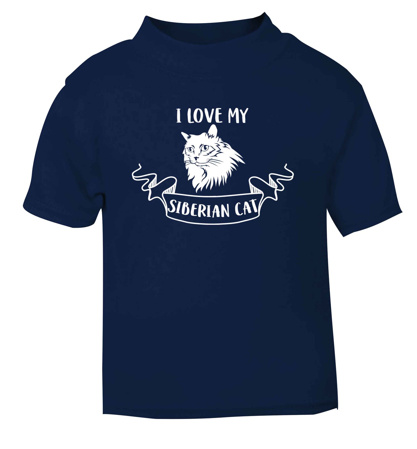 I love my siberian cat navy baby toddler Tshirt 2 Years