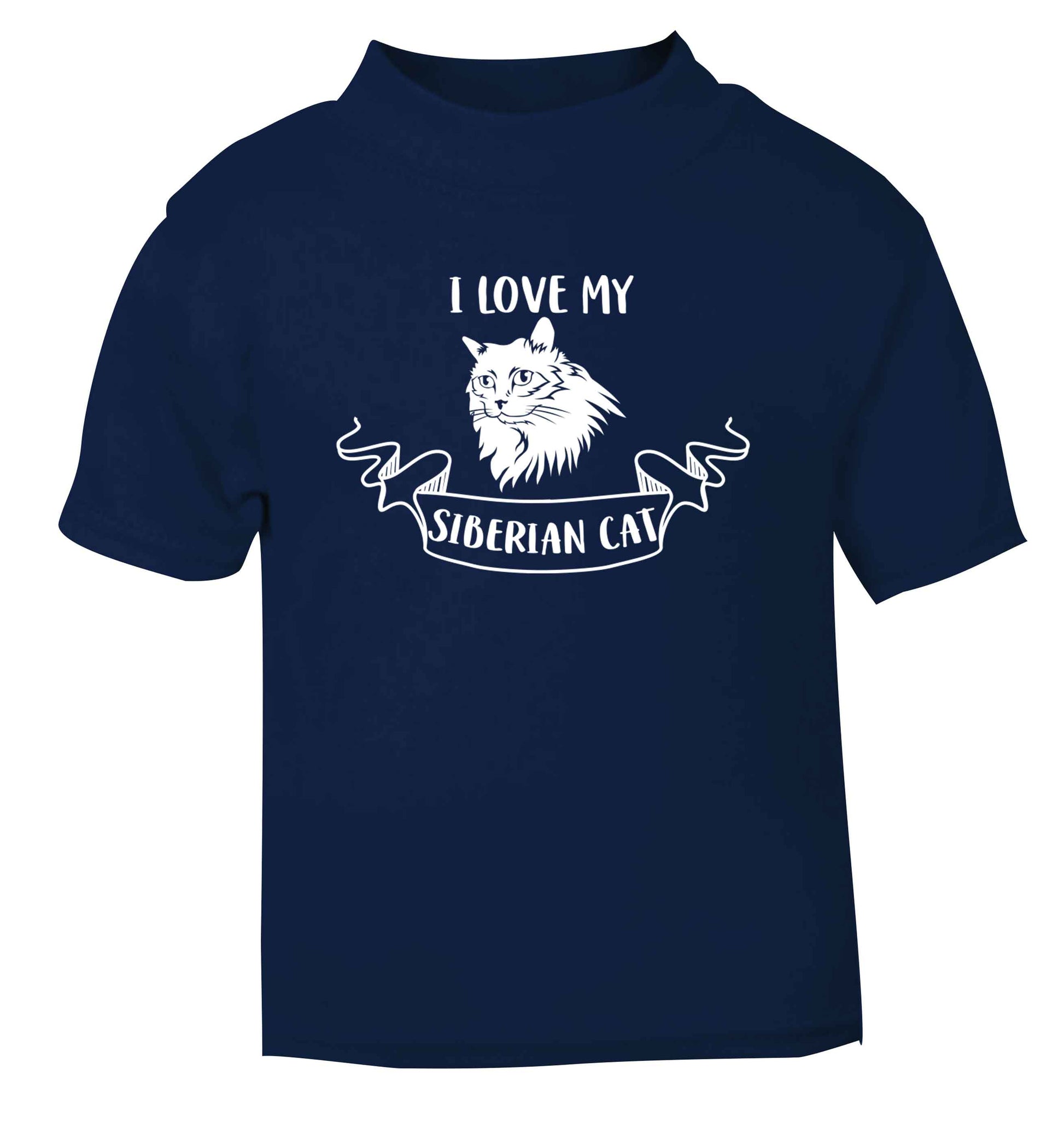 I love my siberian cat navy baby toddler Tshirt 2 Years