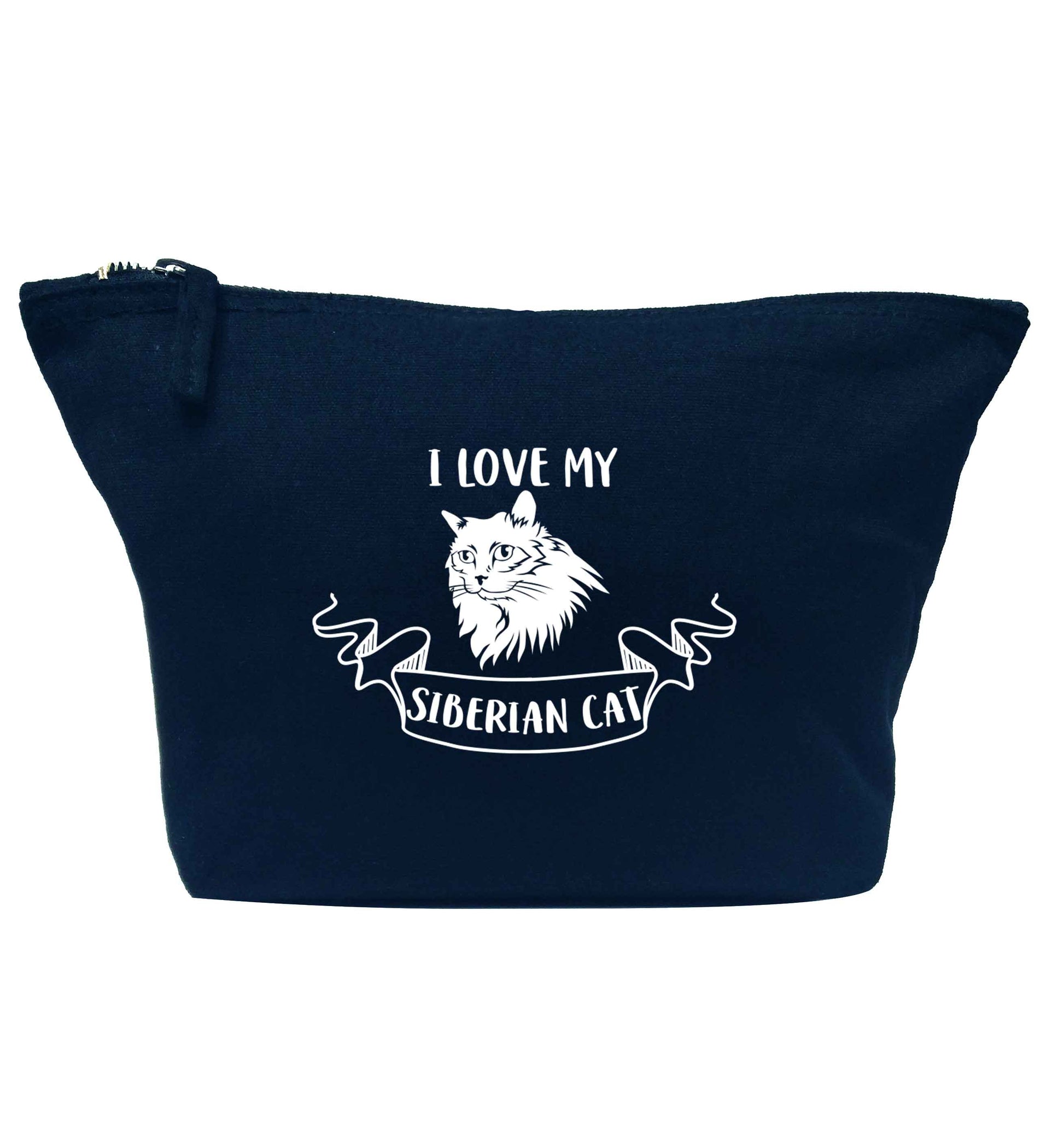 I love my siberian cat navy makeup bag