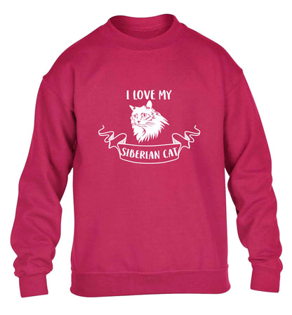 I love my siberian cat children's pink sweater 12-13 Years