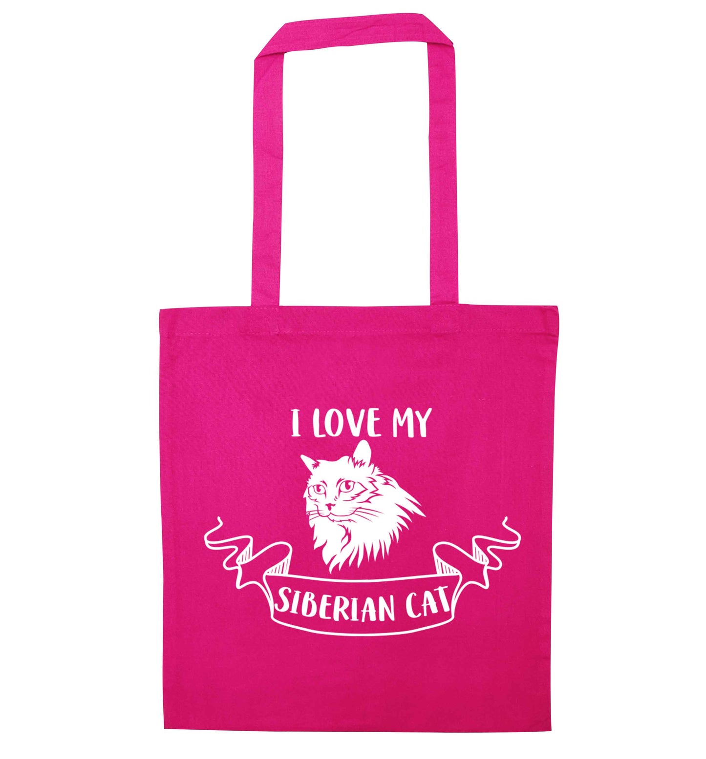 I love my siberian cat pink tote bag
