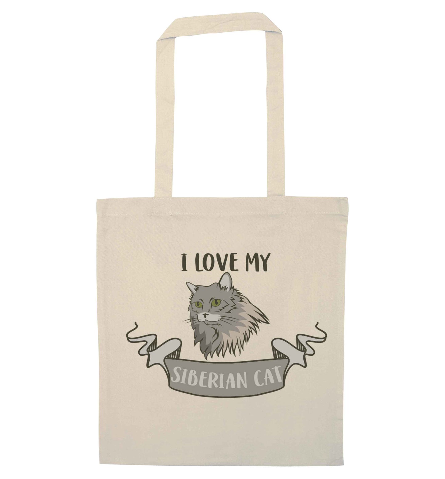 I love my siberian cat natural tote bag
