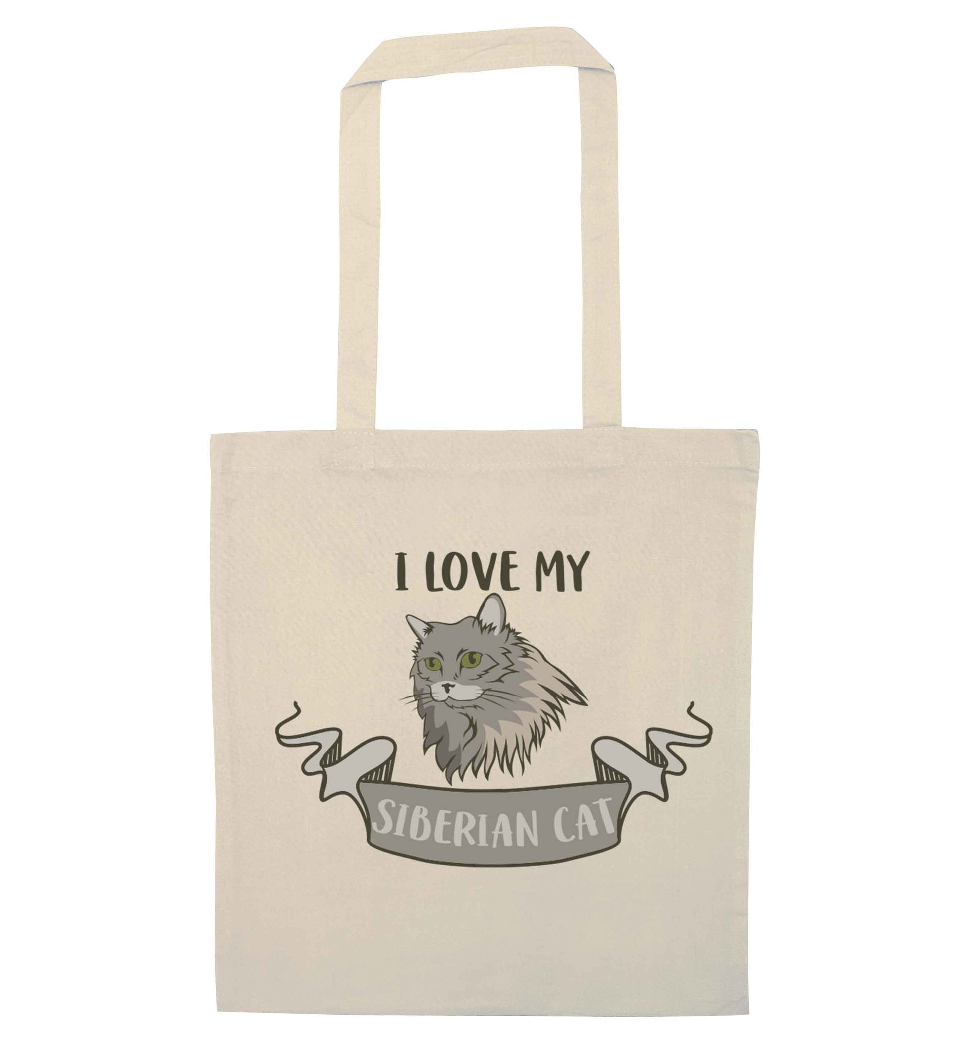 I love my siberian cat natural tote bag