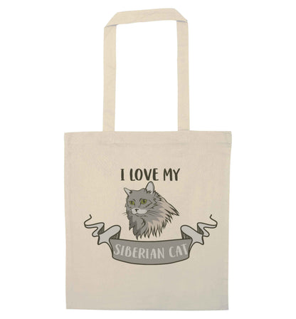 I love my siberian cat natural tote bag