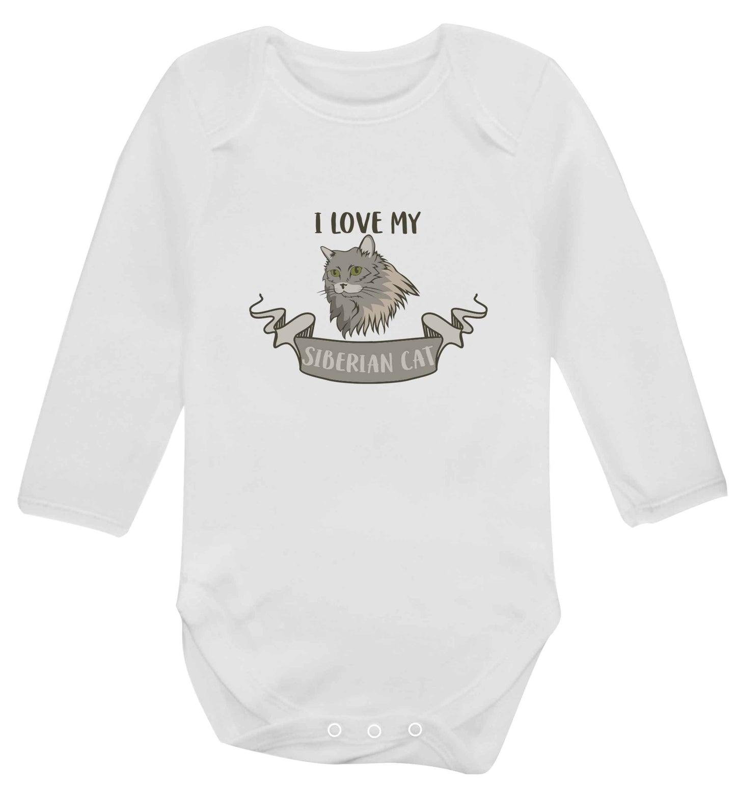 I love my siberian cat baby vest long sleeved white 6-12 months
