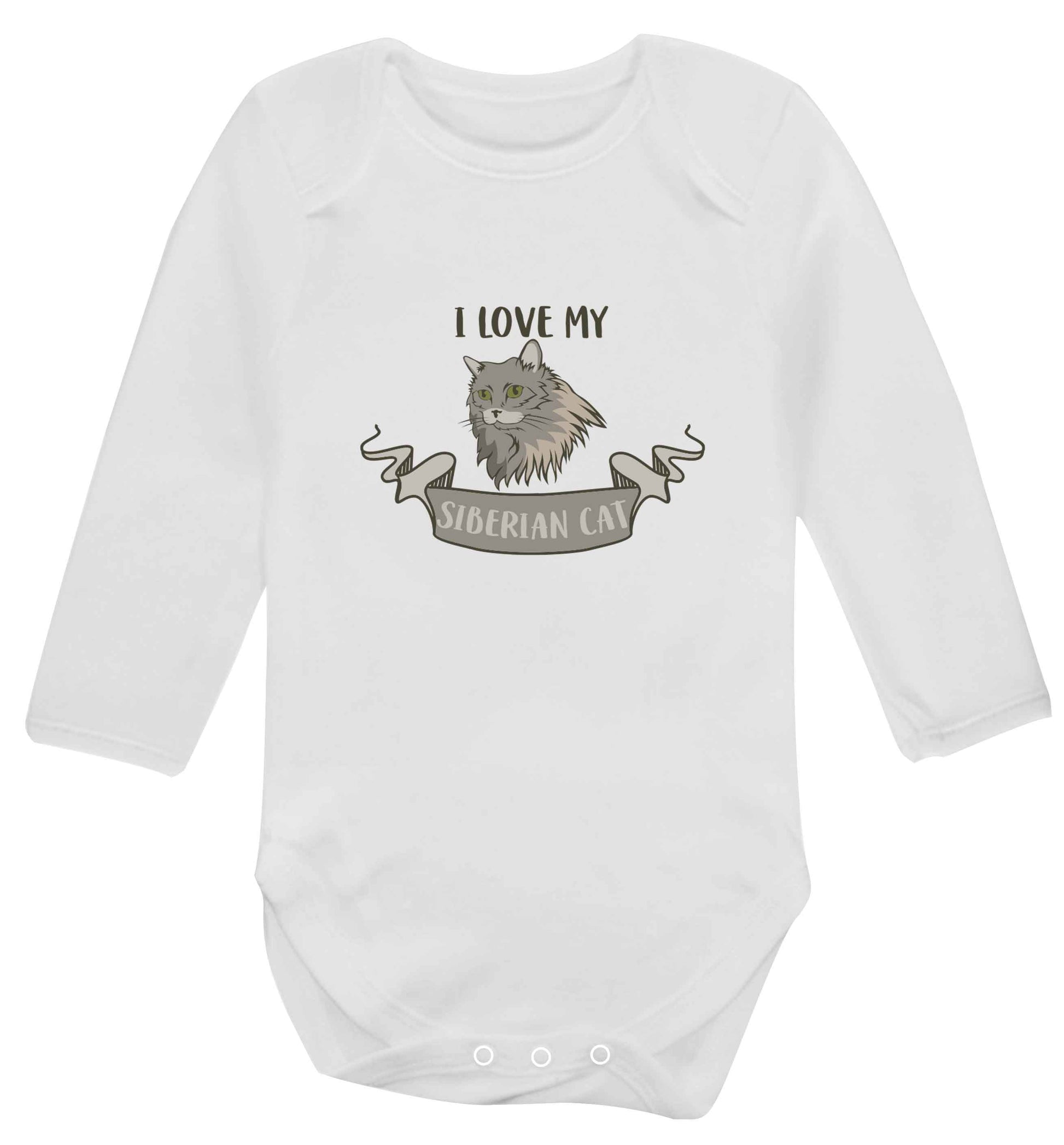 I love my siberian cat baby vest long sleeved white 6-12 months