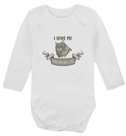 I love my siberian cat baby vest long sleeved white 6-12 months